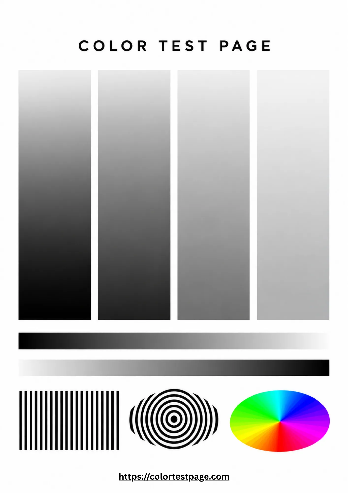 grayscale color printer test page