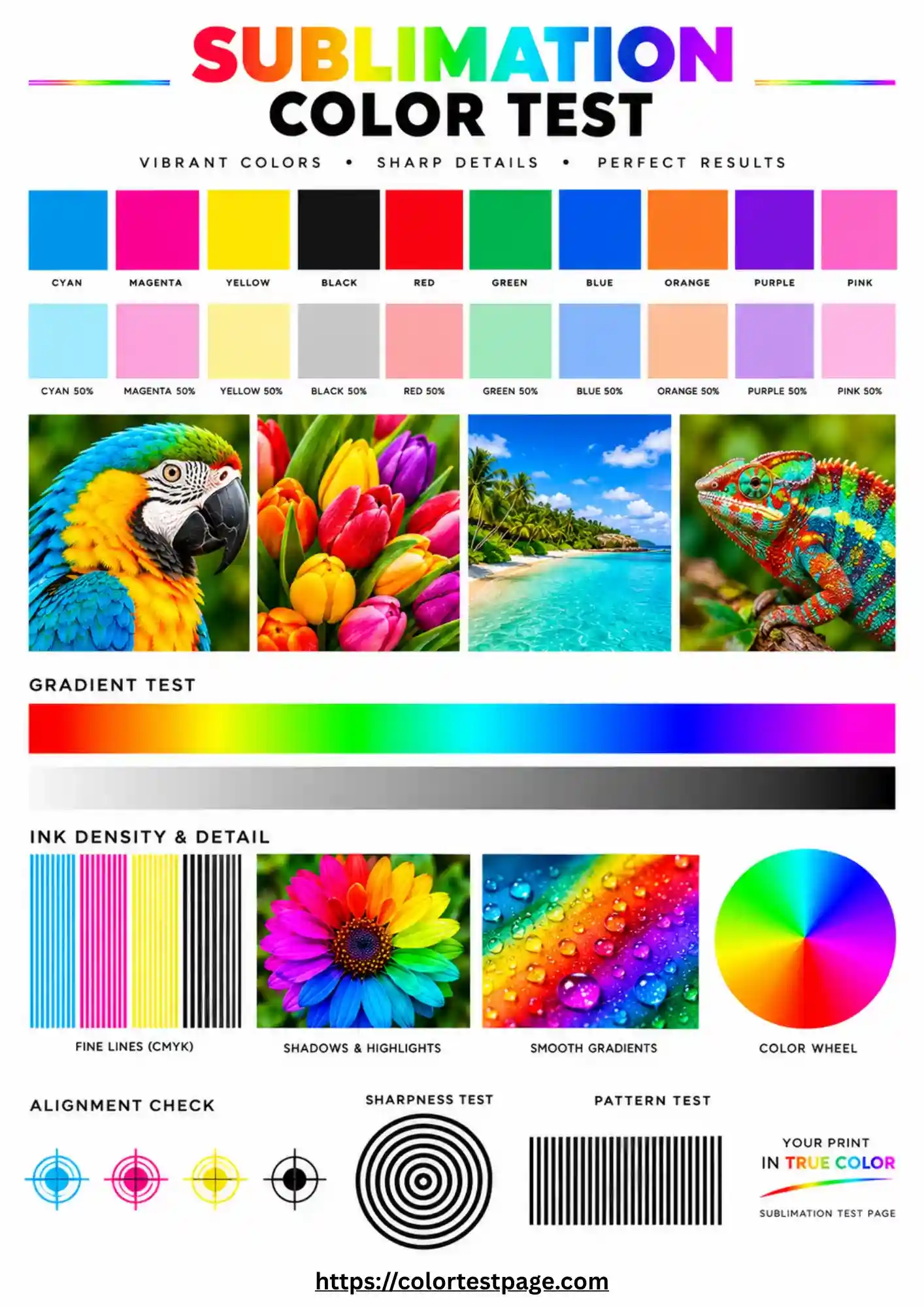 sublimation printer color test page